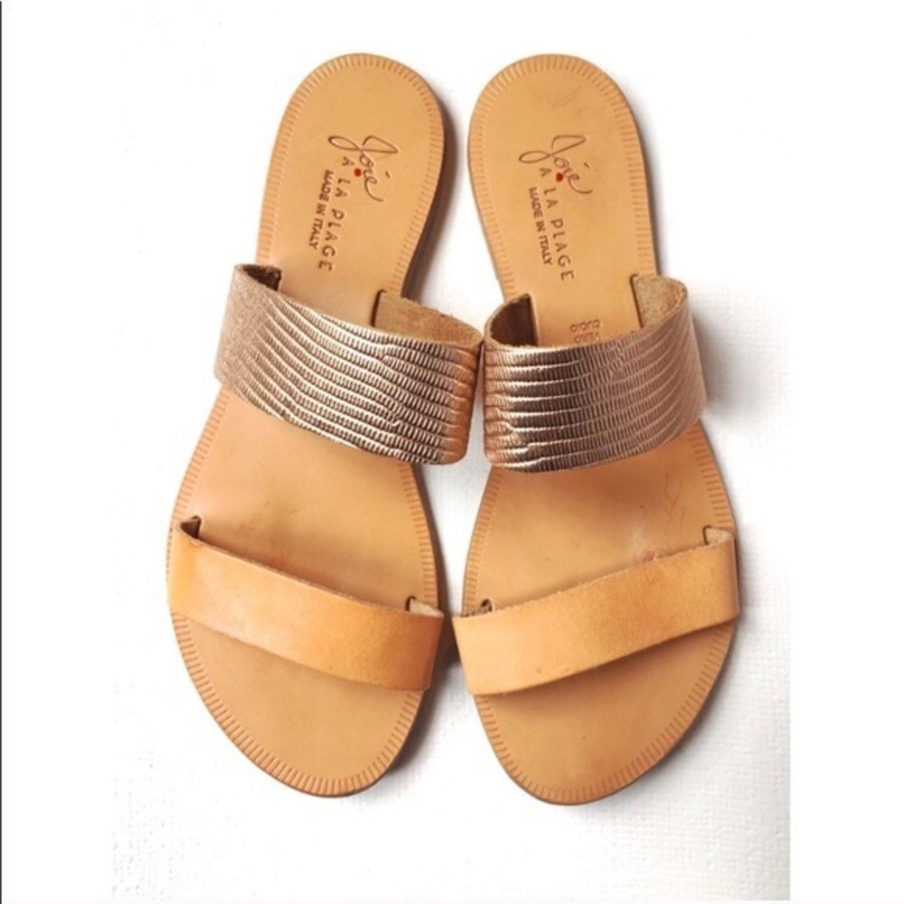 Joie A LA Plage Two Band Leather Sandals (Rose Gold)